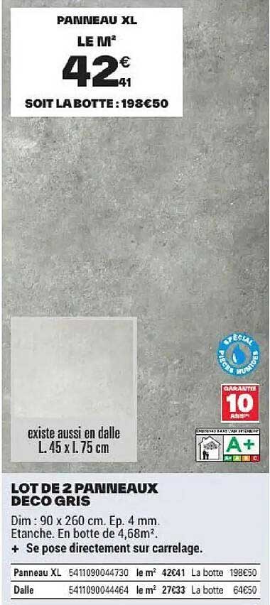LOT DE 2 PANNEAUX DECO GRIS