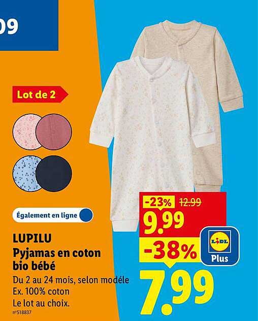 LUPILU Pyjamas en coton bio bébé