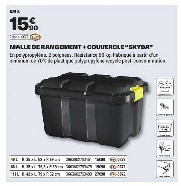 MALLE DE RANGEMENT + COUVERCLE “SKYDA”