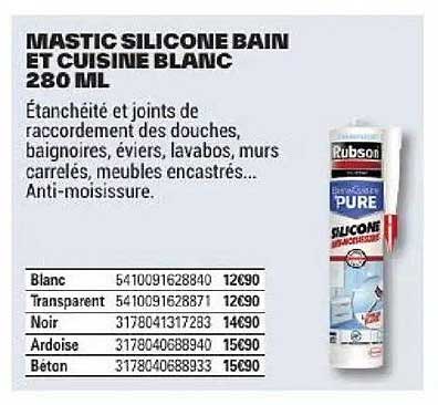 MASTIC SILICONE BAIN ET CUISINE BLANC 280 ML