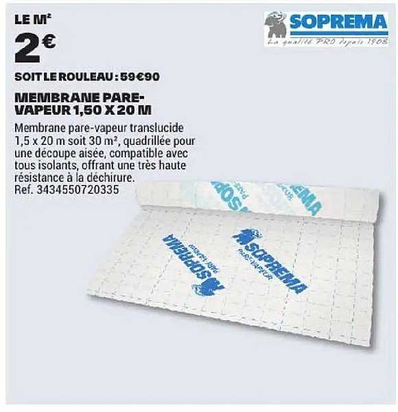 MEMBRANE PARE-VAPEUR 1,50 X 20 M