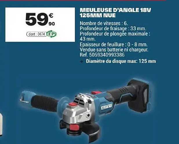 MEULEUSE D'ANGLE 18V 125MM NUE