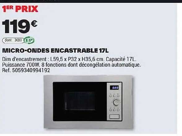 MICRO-ONDES ENCASTRABLE 17L