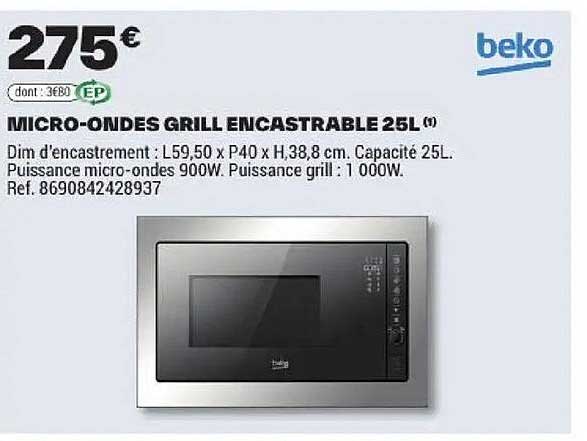 MICRO-ONDES GRILL ENCASTRABLE 25L