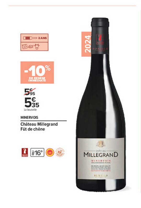 MINERVOIS Château Millegrand Fût de chêne