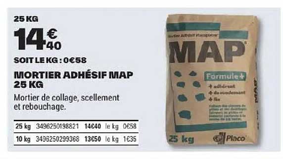 MORTIER ADHÉSIF MAP 25 KG