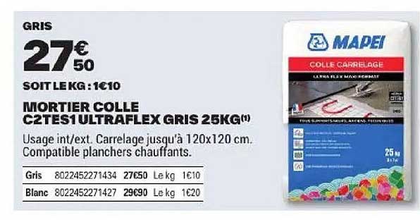 MORTIER COLLE C2TES1 ULTRAFLEX GRIS 25KG(1)
