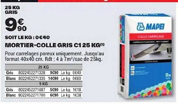 MORTIER-COLLE GRIS C125 KG
