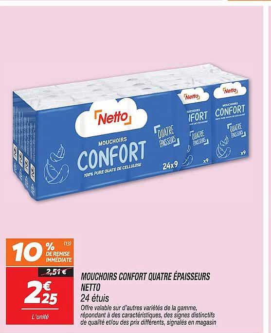 MOUCHOIRS CONFORT QUATRE ÉPAISSEURS NETTO