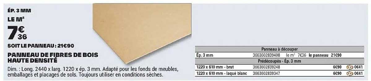 PANNEAU DE FIBRES DE BOIS HAUTE DENSITE