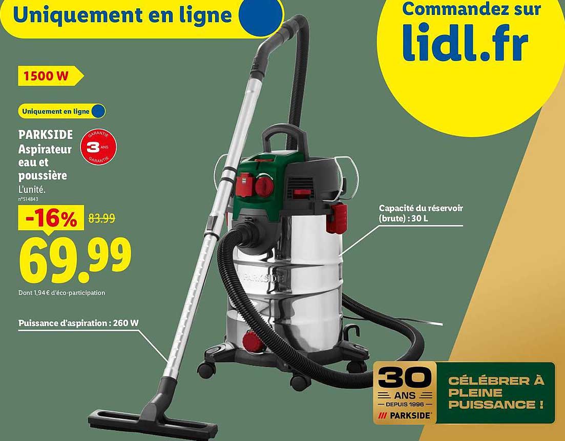 PARKSIDE Aspirateur eau et poussière