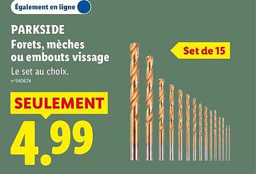 PARKSIDE Forets, mèches ou embouts vissage