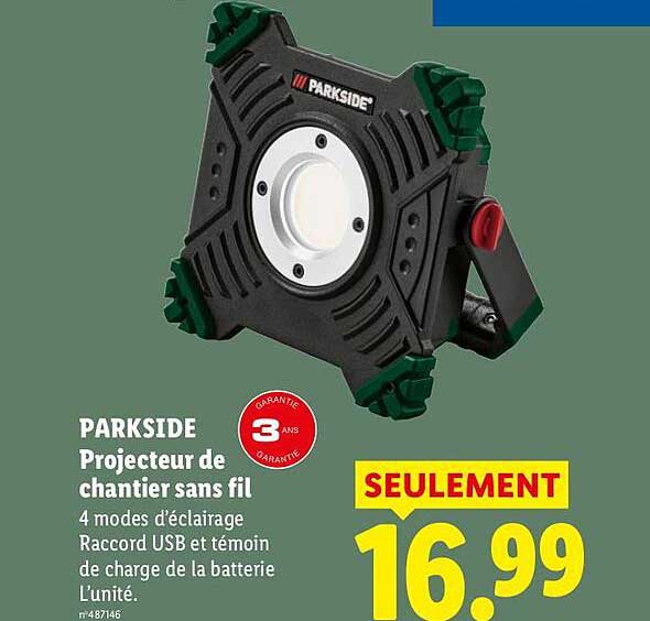 PARKSIDE Projecteur de chantier sans fil