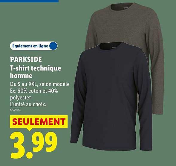 PARKSIDE T-shirt technique homme