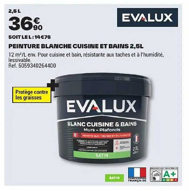 PEINTURE BLANCHE CUISINE ET BAINS 2,5L