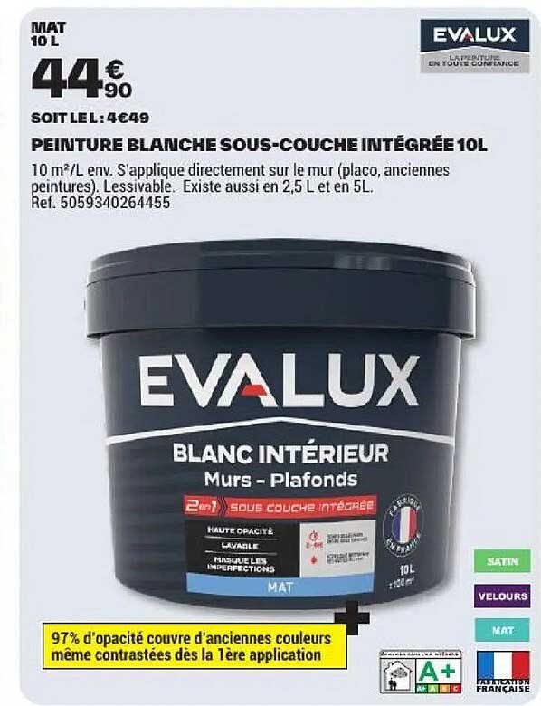 PEINTURE BLANCHE SOUS-COUCHE INTÉGRÉE 10L