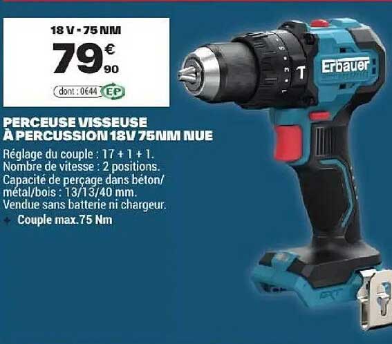 PERCEUSE VISSEUSE A PERCUSSION 18V 75NM NUE