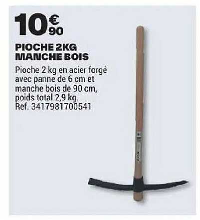PIOCHE 2KG MANCHE BOIS