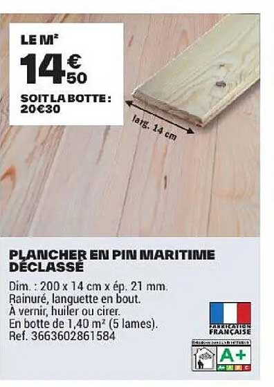 PLANCHER EN PIN MARITIME DÉCLASSÉ