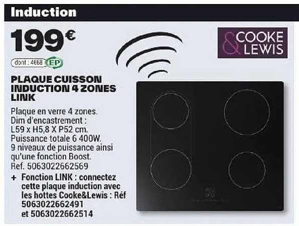 PLAQUE CUISSON INDUCTION 4 ZONES LINK