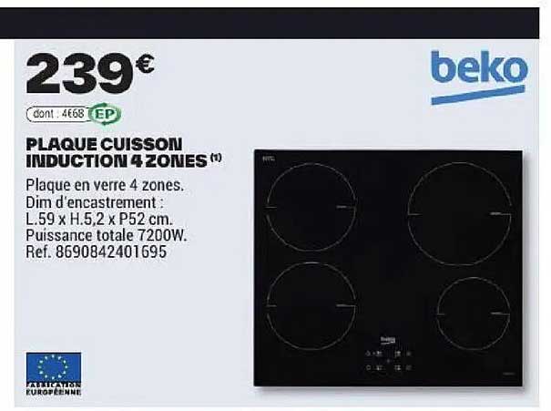 PLAQUE CUISSON INDUCTION 4 ZONES