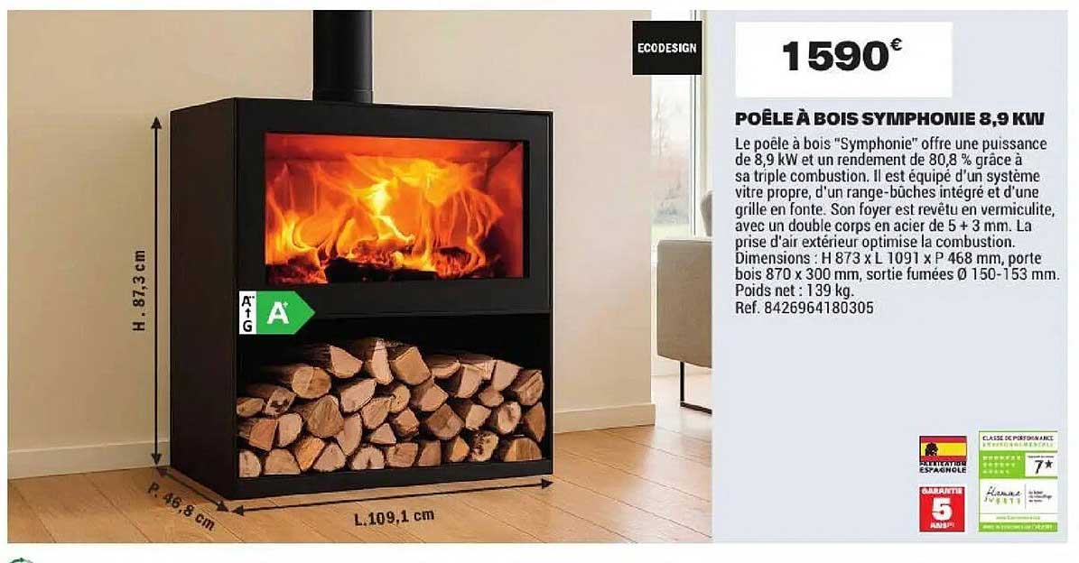 POÊLE À BOIS SYMPHONIE 8,9 KW