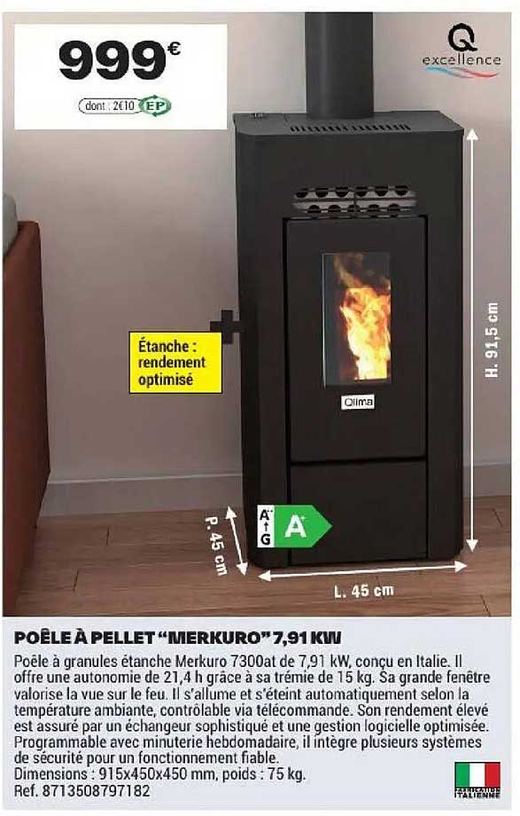 POÊLE À PELLET “MERKURO” 7,91 KW