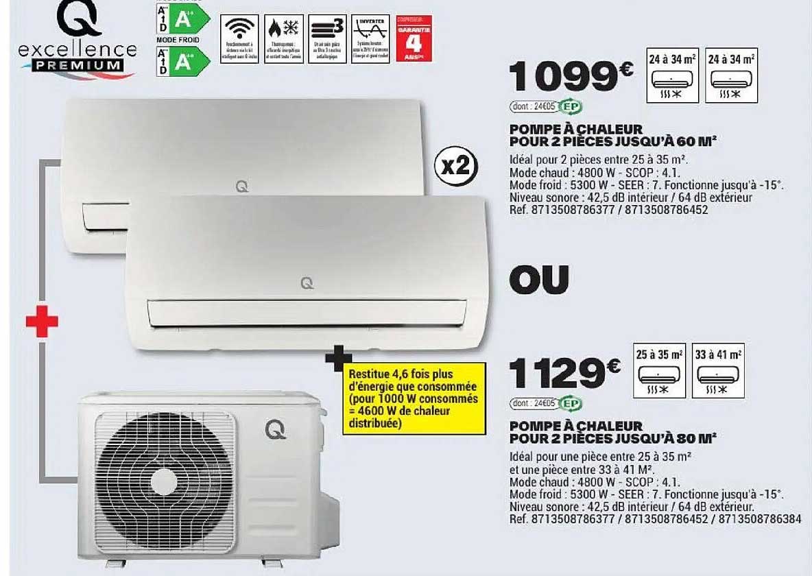 POMPE À CHALEUR POUR 2 PIÈCES JUSQU’À 60 M²