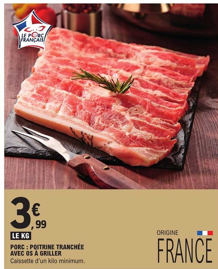 PORC : POITRINE TRANCHÉE AVEC OS À GRILLER