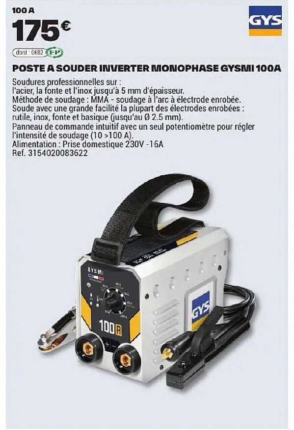 POSTE A SOUDER INVERTER MONOPHASE GYSMI 100A