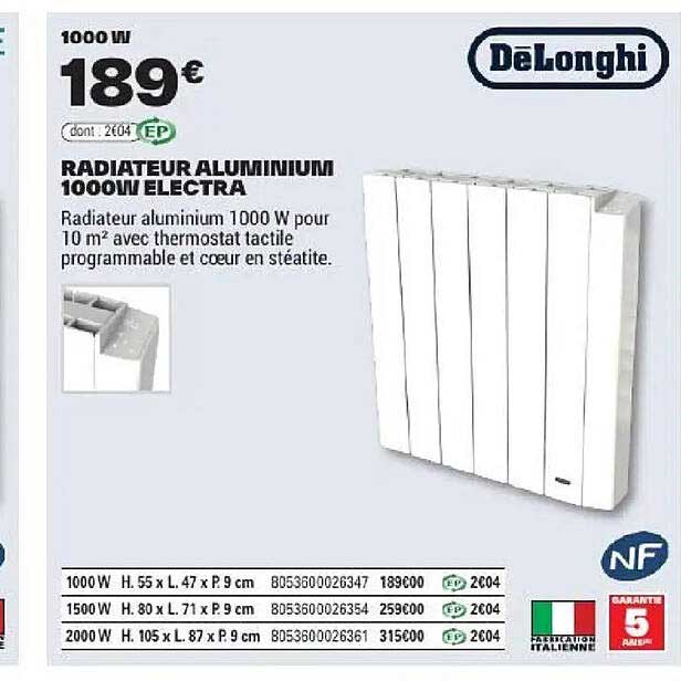 RADIATEUR ALUMINIUM 1000W ELECTRA