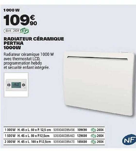 RADIATEUR CÉRAMIQUE PERTHA 1000W