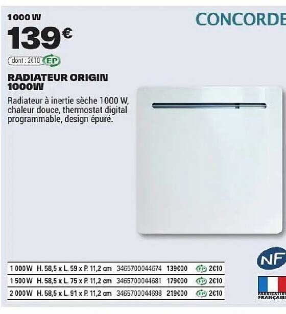 RADIATEUR ORIGIN 1000W