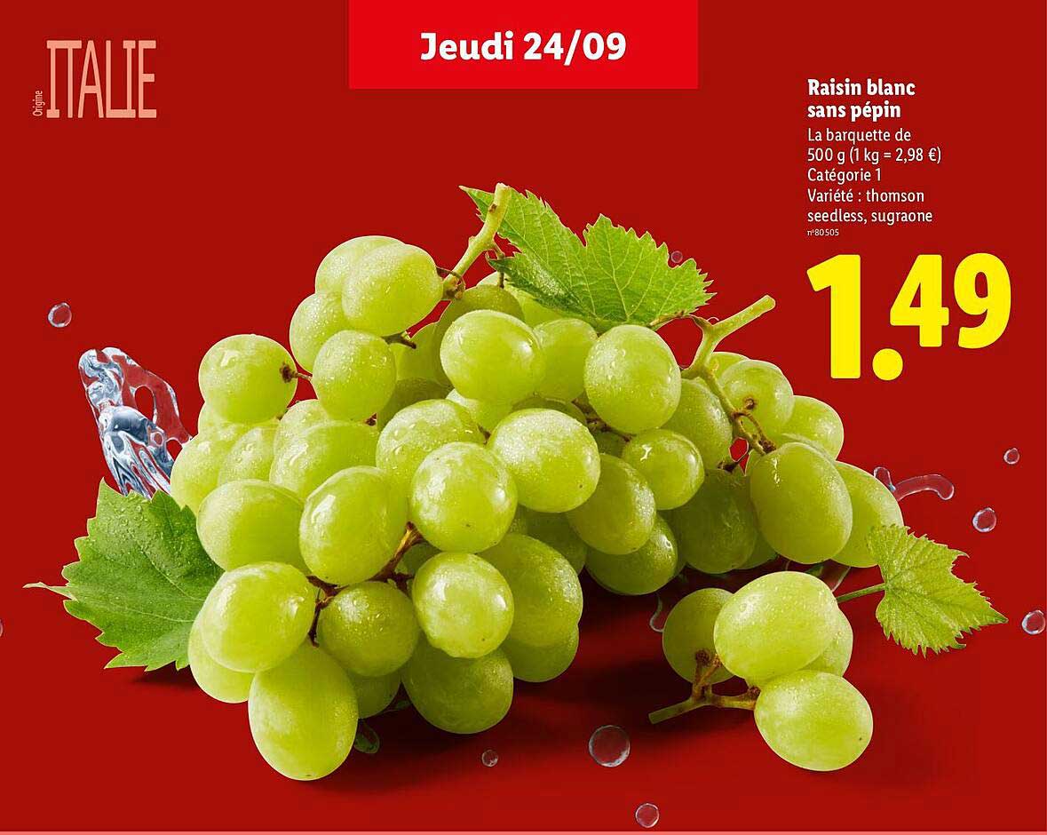 Raisin blanc sans pépin