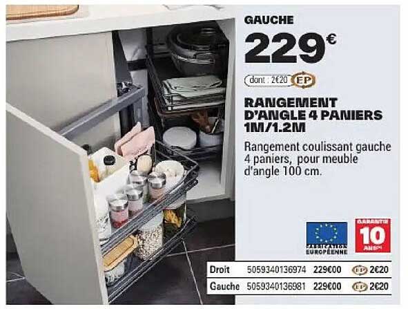 RANGEMENT D’ANGLE 4 PANIERS 1M/1.2M