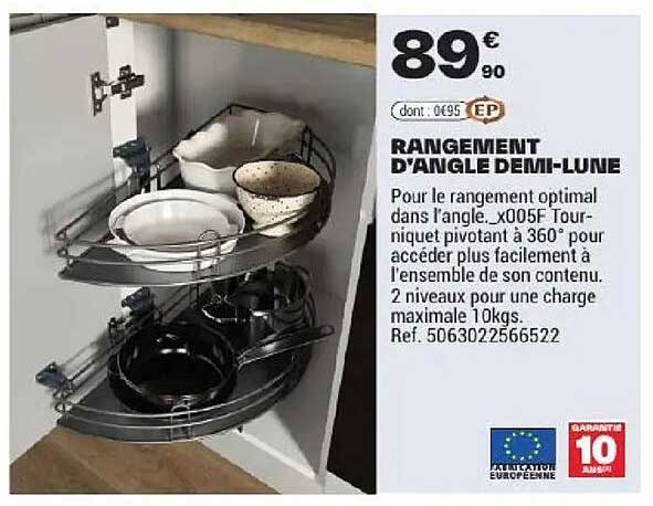 RANGEMENT D'ANGLE DEMI-LUNE