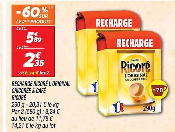 RECHARGE RICORÉ L’ORIGINAL CHICORÉE & CAFÉ RICORÉ 290 g