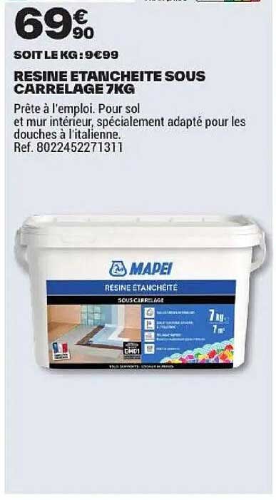 RESINE ETANCHEITE SOUS CARRELAGE 7KG