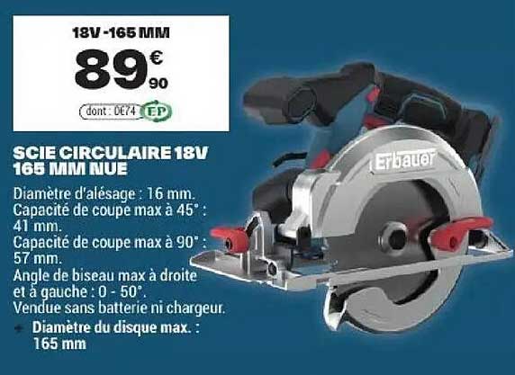 SCIE CIRCULAIRE 18V 165 MM NUE