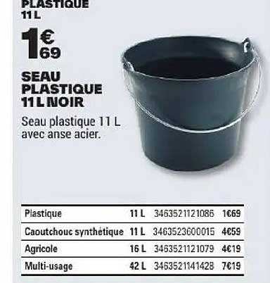 SEAU PLASTIQUE 11L NOIR