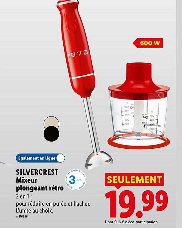 SILVERCREST Mixeur plongeant rétro