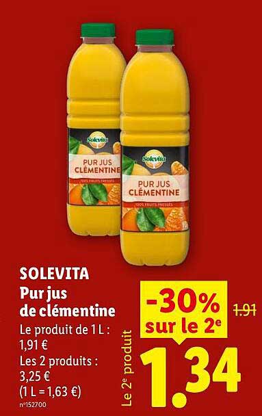 SOLEVITA Pur jus de clémentine