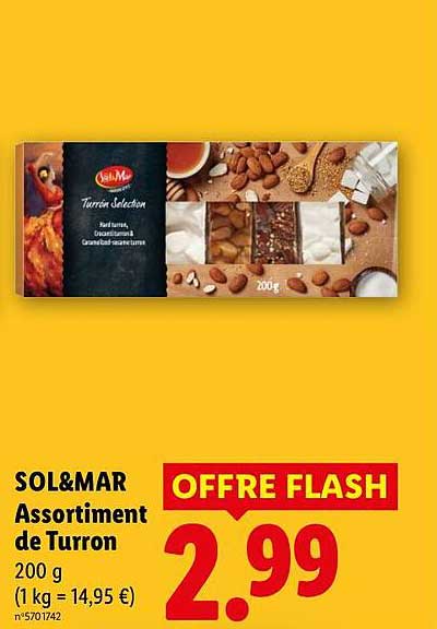 SOL&MAR Assortiment de Turron 200 g (1 kg = 14,95 €)