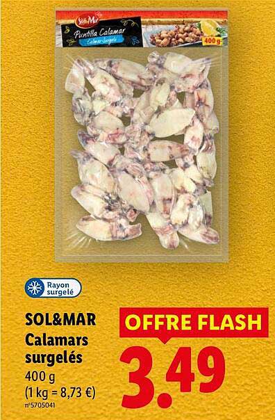 SOL&MAR Calamars surgelés 400 g (1 kg = 8,73 €)