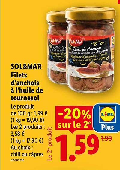 SOL&MAR Filets d'anchois à l'huile de tournesol