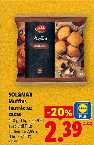 SOL&MAR Muffins fourrés au cacao