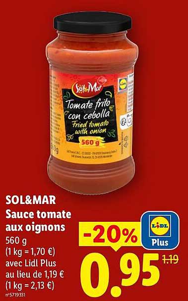 SOL&MAR Sauce tomate aux oignons