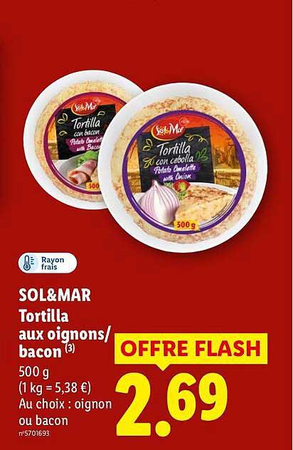 SOL&MAR Tortilla aux oignons/bacon
