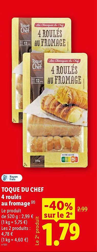 TOQUE DU CHEF 4 roulés au fromage