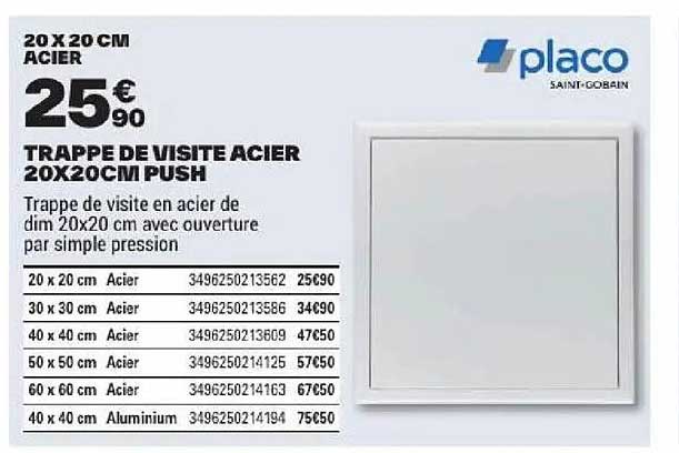 TRAPPE DE VISITE ACIER 20X20CM PUSH
